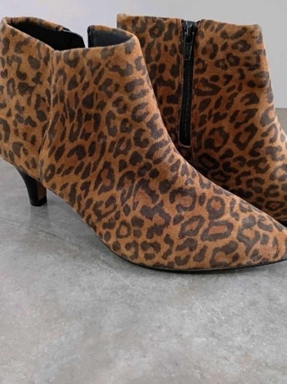 Clarks Leopard Print Ankle Booties in Brown and Black